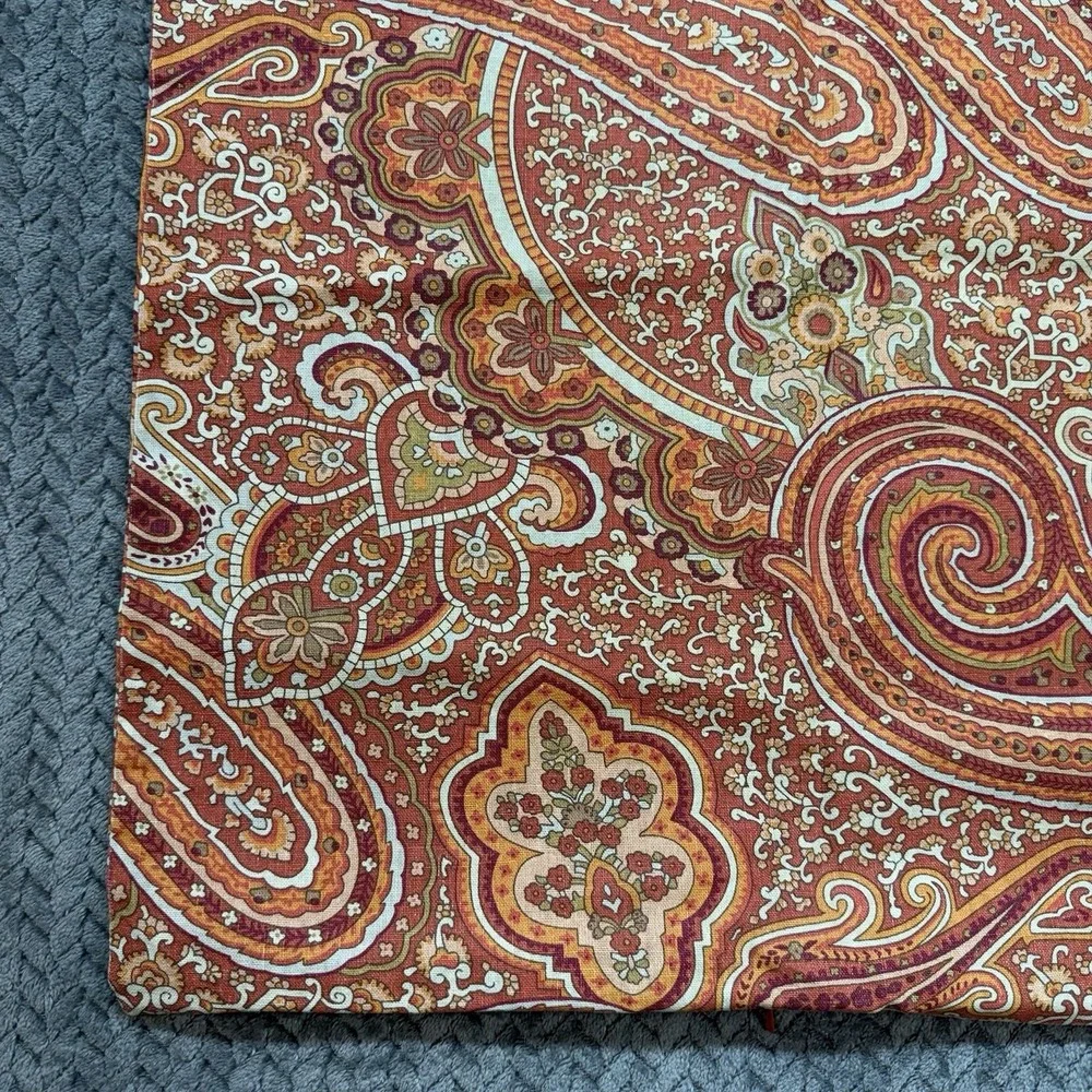 Pottery Barn Paisley Throw Pillow Cover 20x20 Rust Orange Linen Cotton 2009